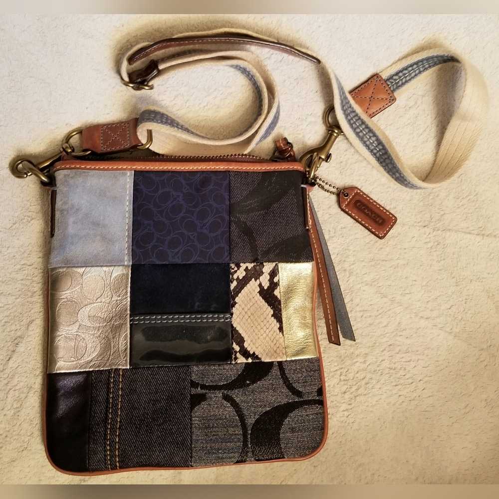 Coach Multicolor Blue Patchwork Style Crossbody B… - image 1